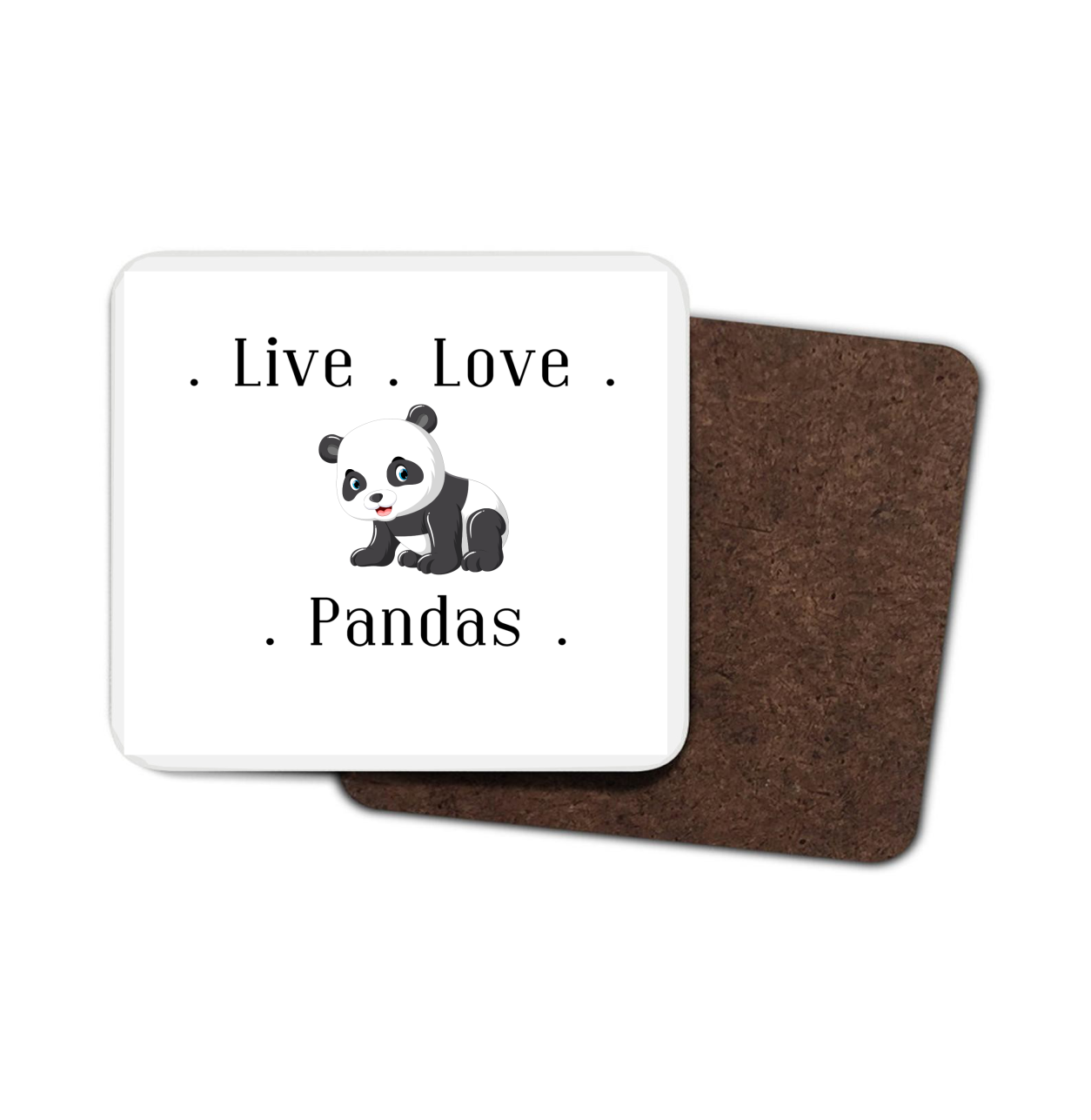 Panda Hardboard Coaster - Live. Love. Pandas